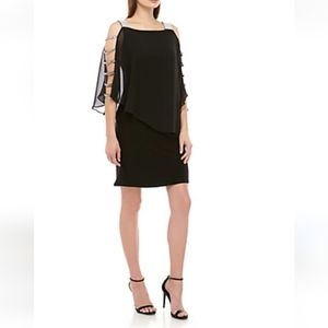 MSK Black Embellished Chiffon Mini Dress